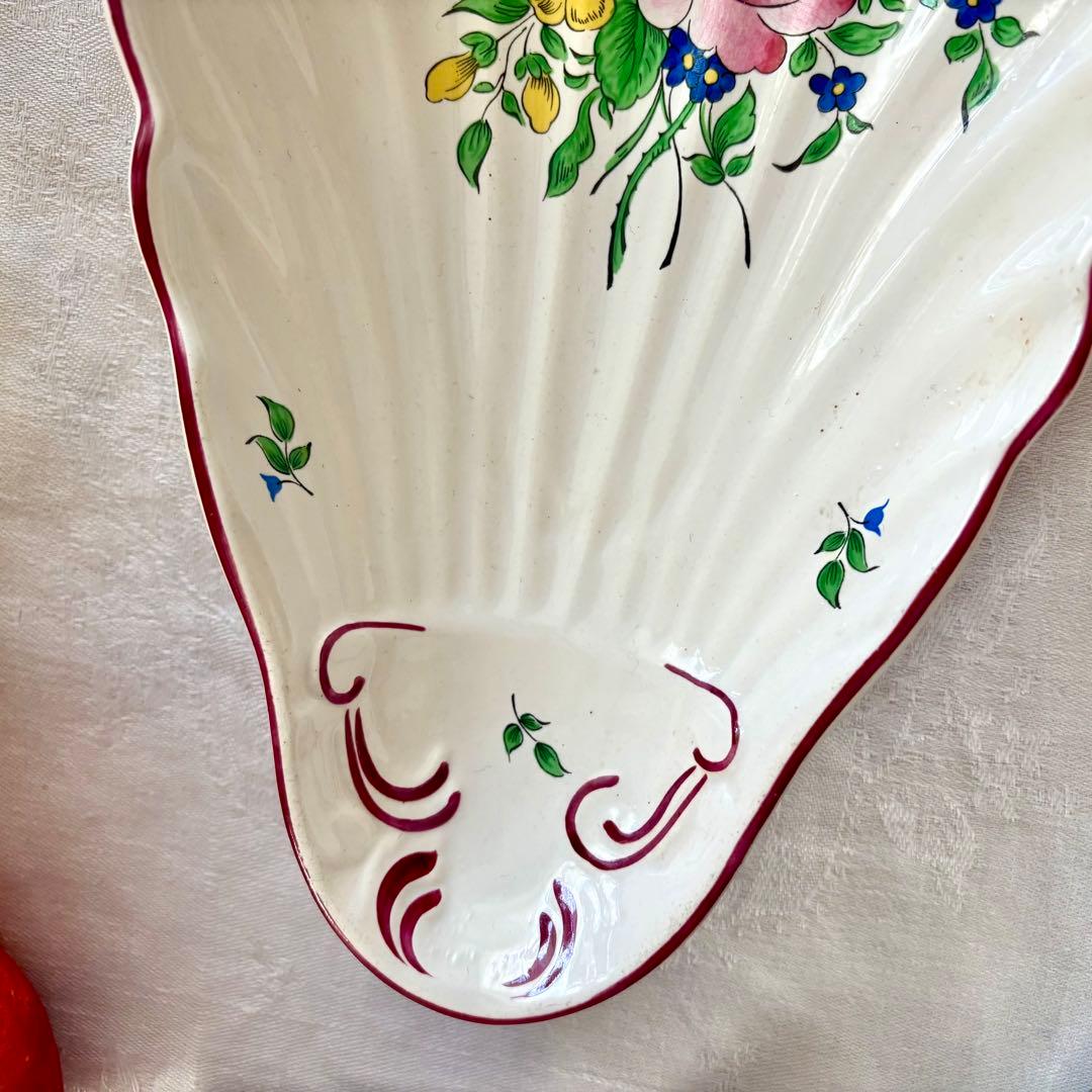 フランスアンティーク˚✧₊ リュネヴィル❁バラのブーケの素敵なシェル型ラヴィエ❁