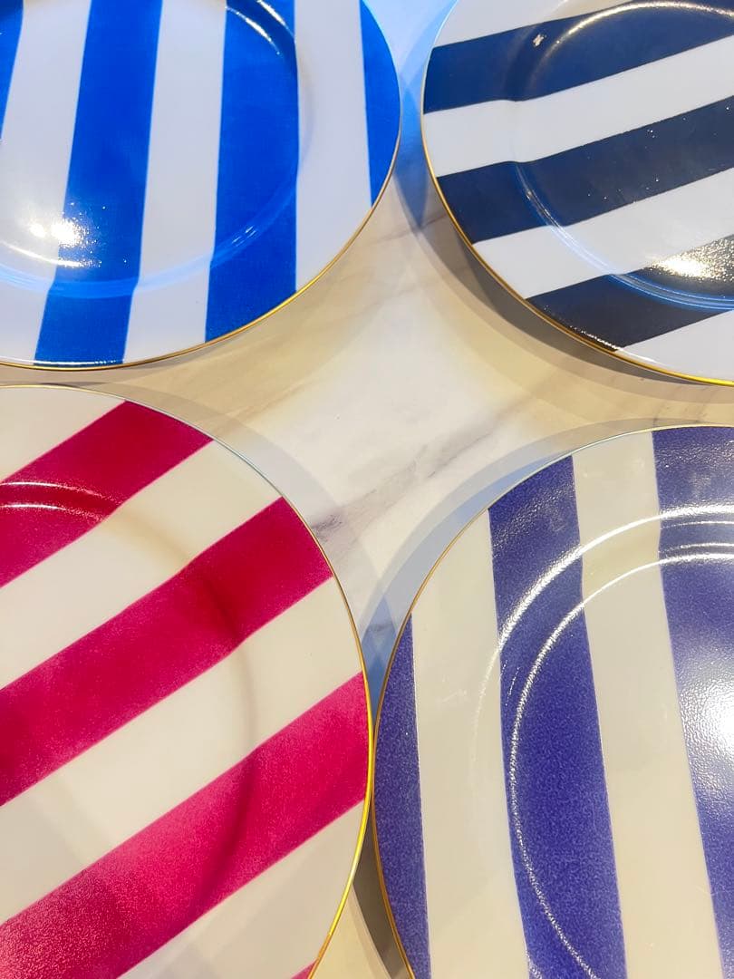 MarieDaage リモージュ　30センチプレート　ストライプ　パープル