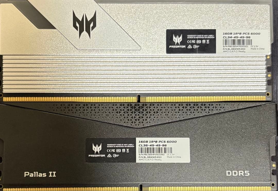 メモリー Predator Vesta II & Pallas II DDR5 16GB