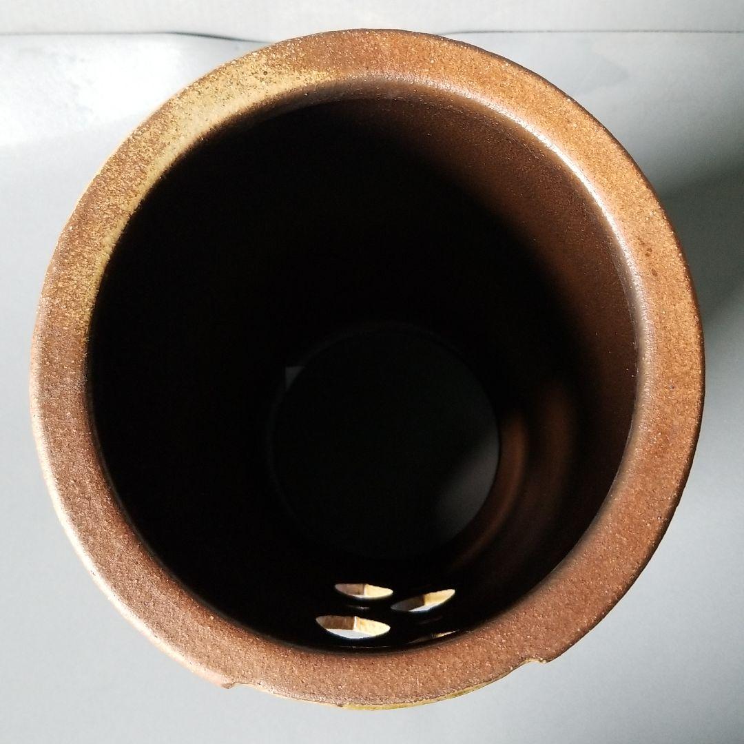 信楽焼傘立て前茶彫  高さ４７cm