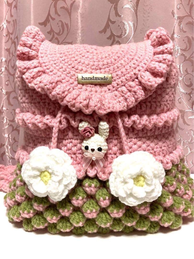 ♥️手編み♥️ハンドメイド　リュックバッグ♥️いちごバッグ♥️巾着バッグ♥️