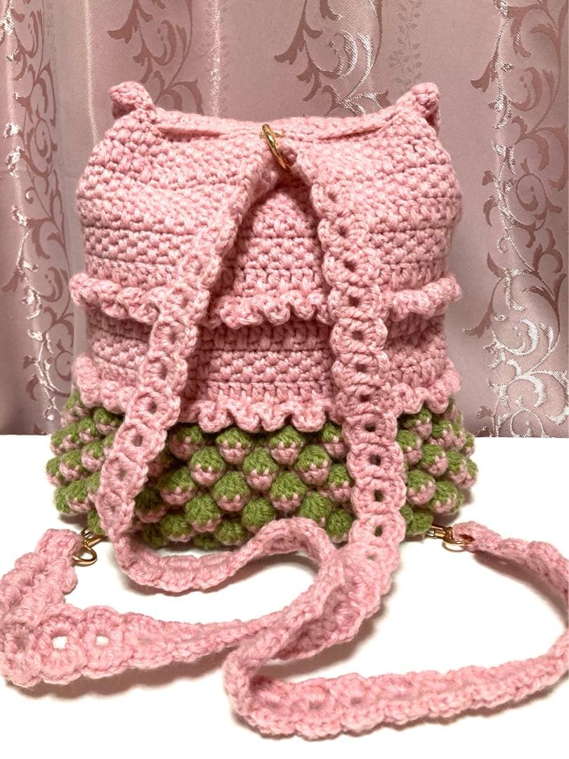 ♥️手編み♥️ハンドメイド　リュックバッグ♥️いちごバッグ♥️巾着バッグ♥️