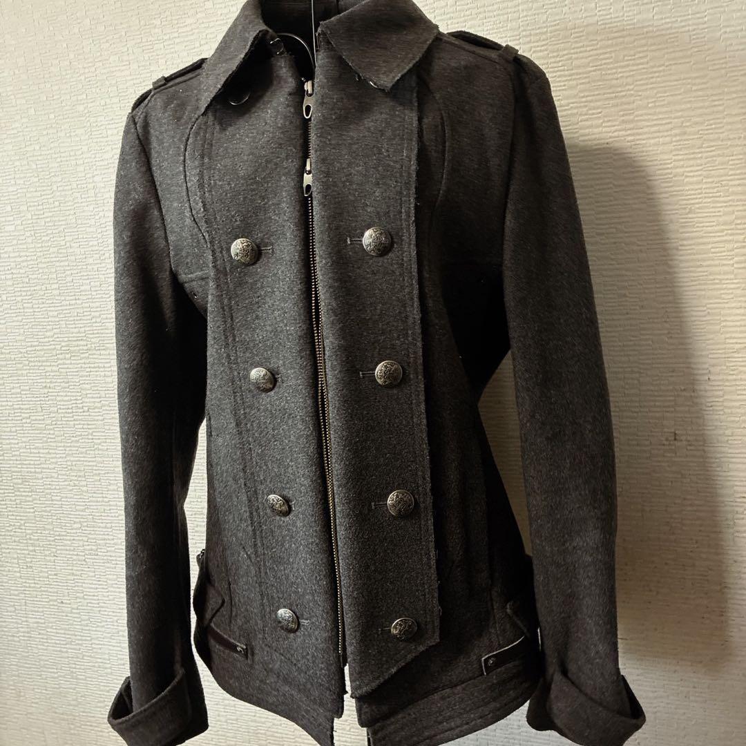 美品 PPFM ナポレオンジャケット M ブラック ウール混 ミリタリーコート