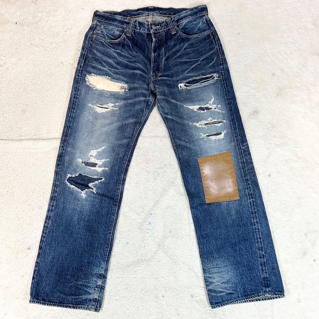 希少❗️SUGAR CANE Lot901 ダメージデニム　赤耳　W34 L30