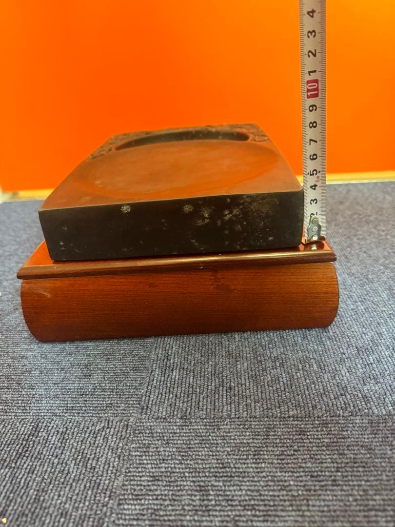 1964 中国骨董　雲龍鳳凰　満月　半月　硯　書道具　時代物