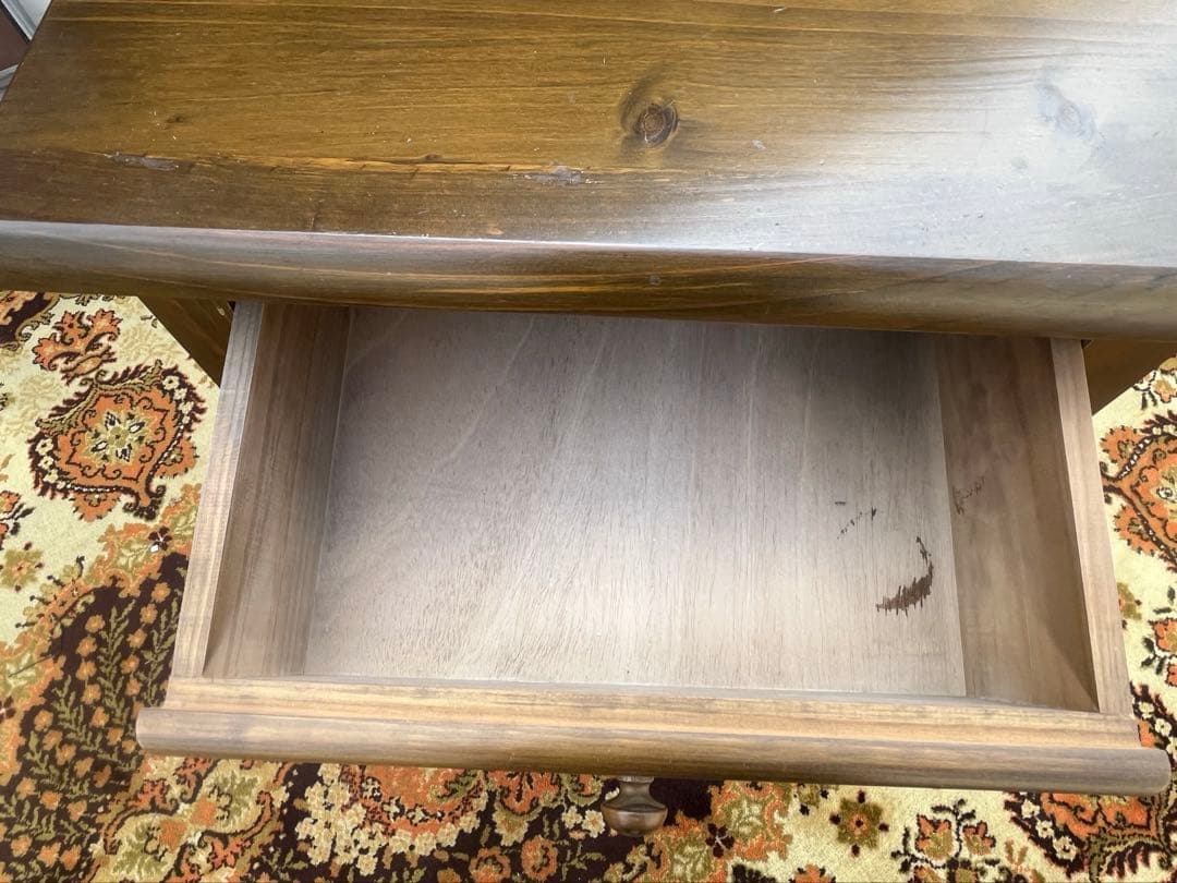 北欧 昭和レトロ 花柄タイル 木製チェスト 4段 箪笥 カントリー アンティーク