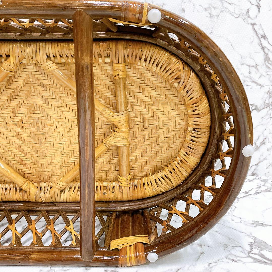 ラタン 籐 センターテーブル ガラステーブル オーバル