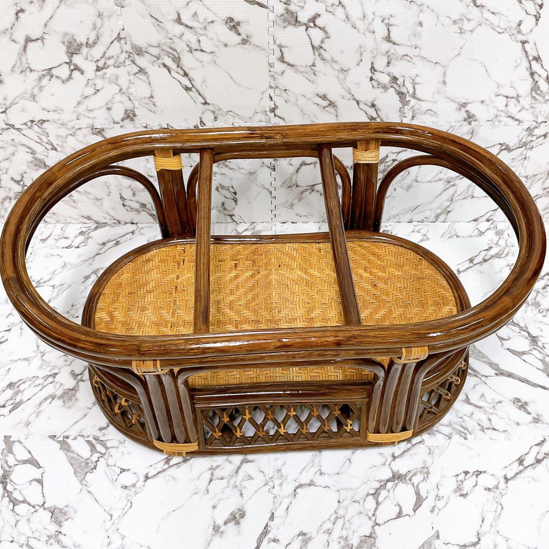 ラタン 籐 センターテーブル ガラステーブル オーバル