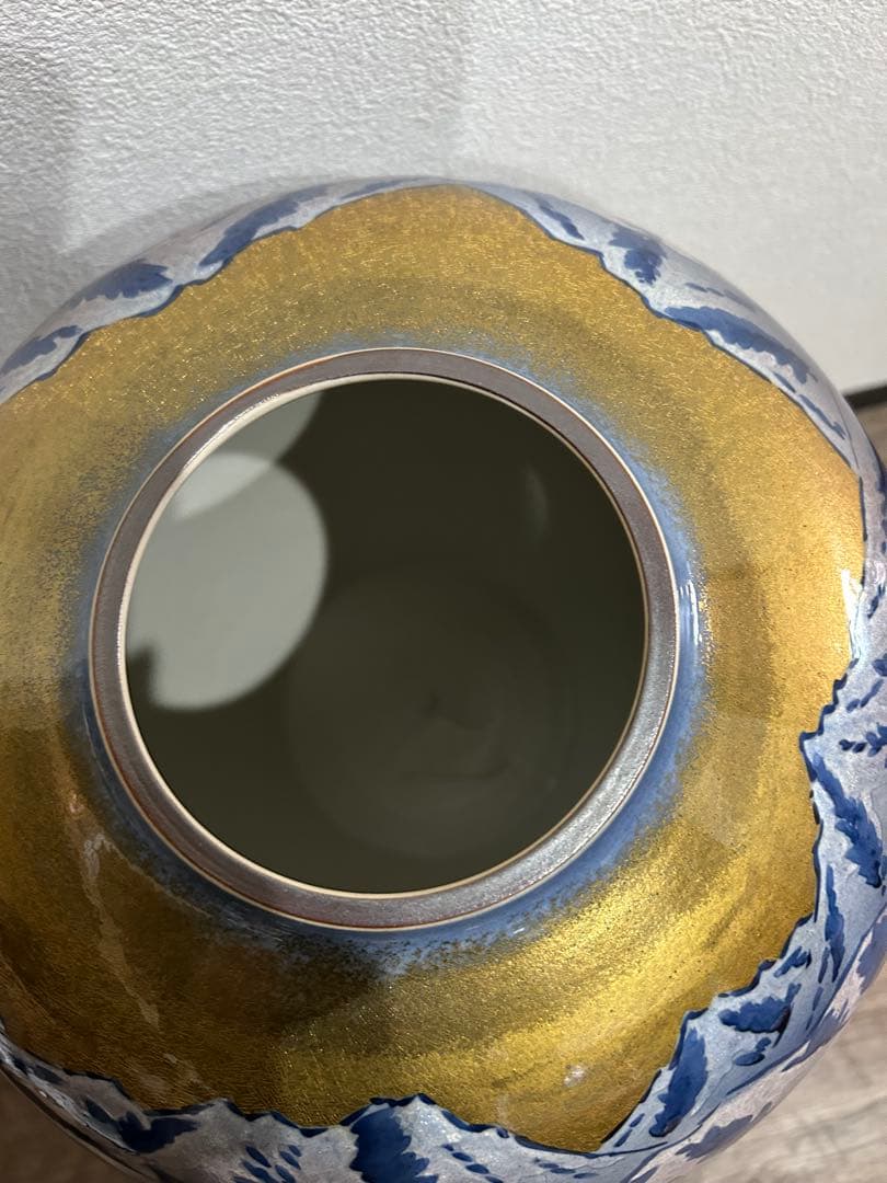 山の風景 陶器 花瓶