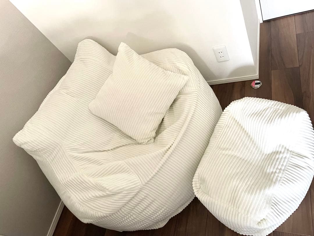 LOOSY ビーズソファ ホワイト（オットマン、クッションカバー付）