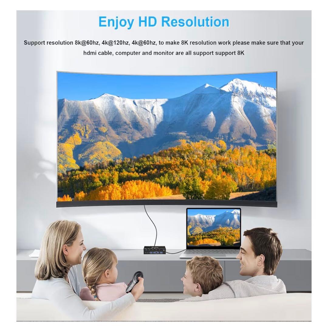 HDMI 2.1 KVMスイッチ P切替器4入力1出力 EDIDエミュレーション