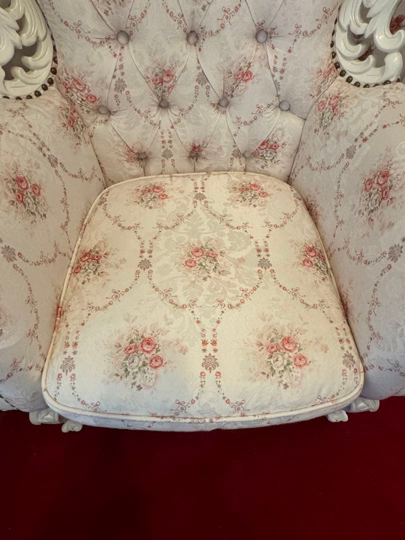【美品】スクレドゥフィーユ・姫系・ロココ調・アンティーク・猫脚・1人掛けソファ