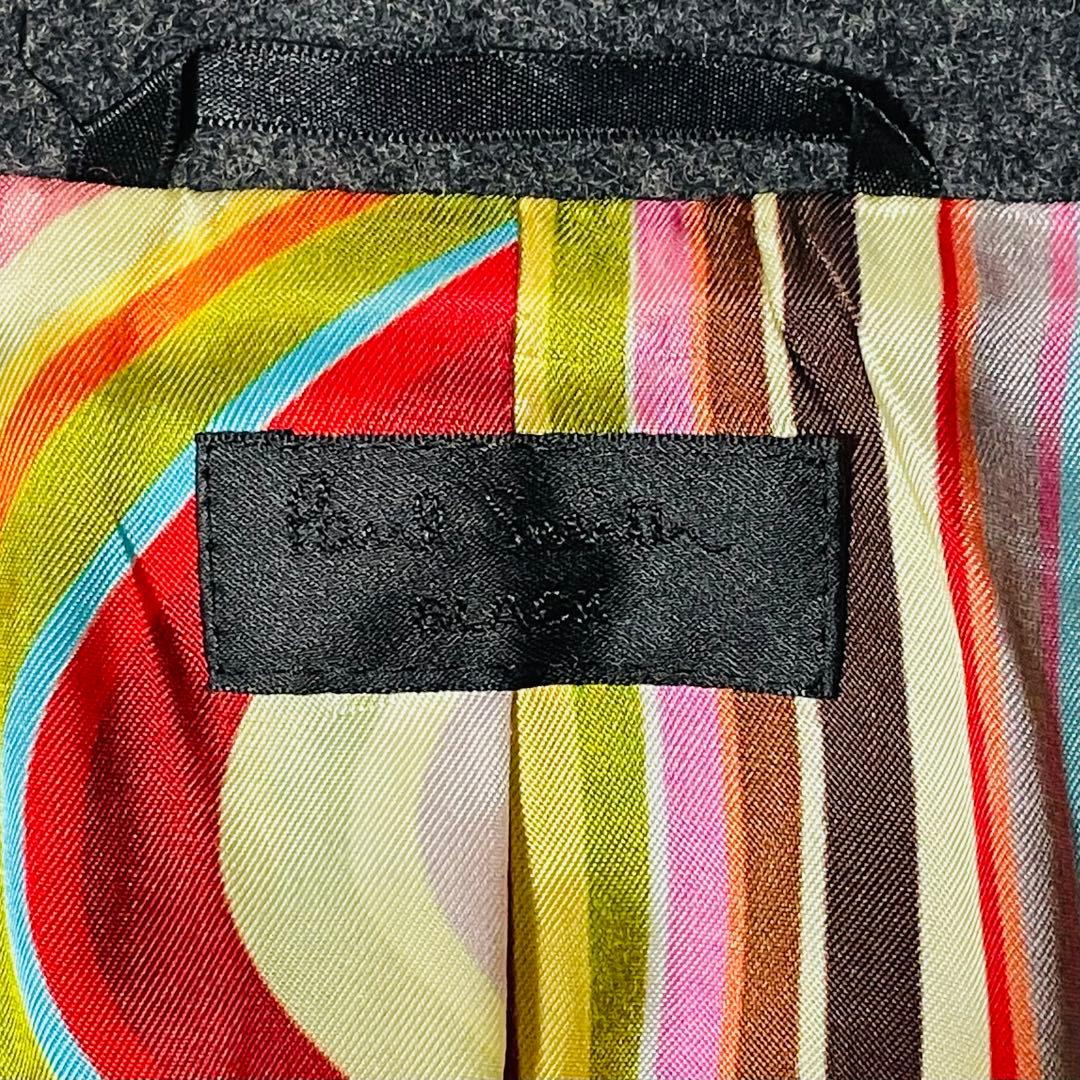 海*男様 美品✨　ポールスミス　ピーコート　カシミア混　マルチストライプ　グレー