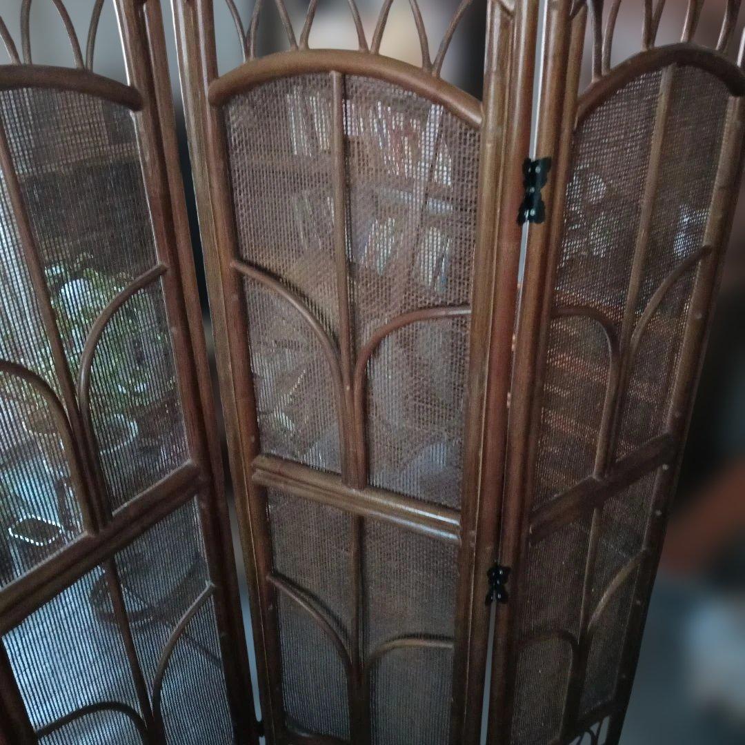 ウッドラタン 3つ折りパーテーション