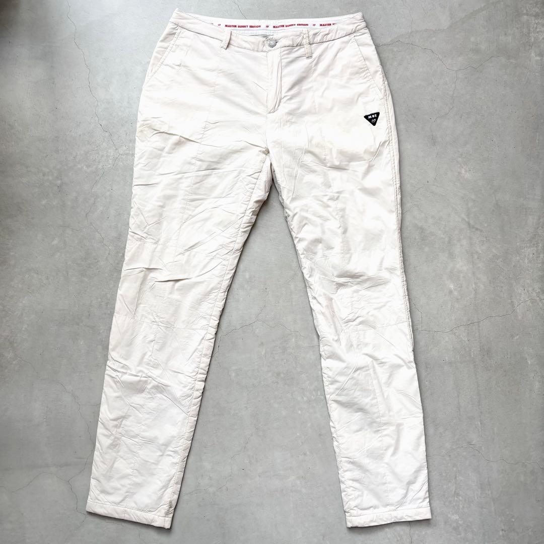MASTER BUNNY EDITION 蓄熱裏地 中綿ロングパンツ ロゴ 白