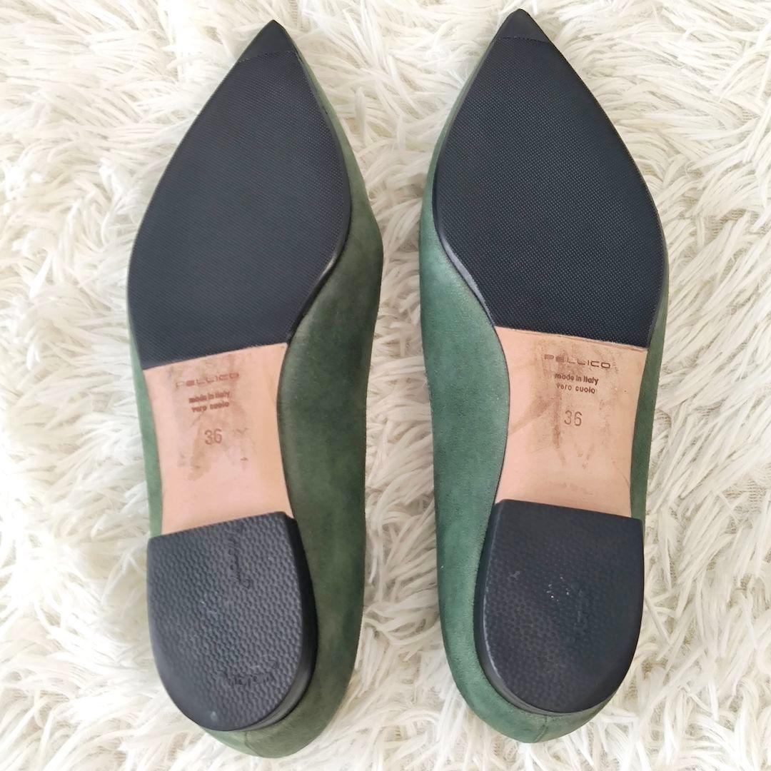 PELLICO ペリーコ アネッリ パンプス グリーン スエード フラット