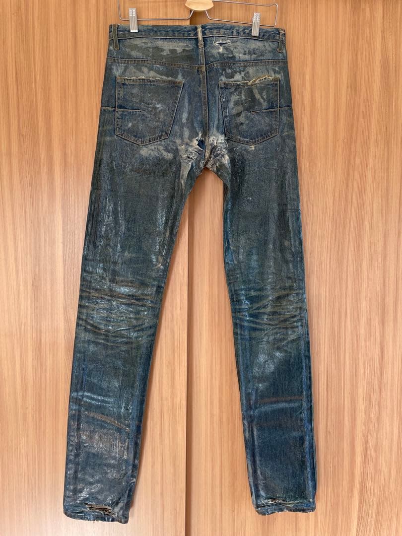 希少　エディ期初期dior homme ラスターコーティングデニム　爪痕