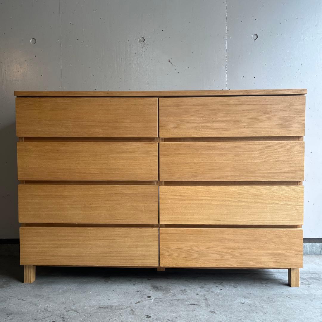 美品・廃盤希少★無印 木製チェスト４段・幅１２０ｃｍ・タモ材・ナチュラル