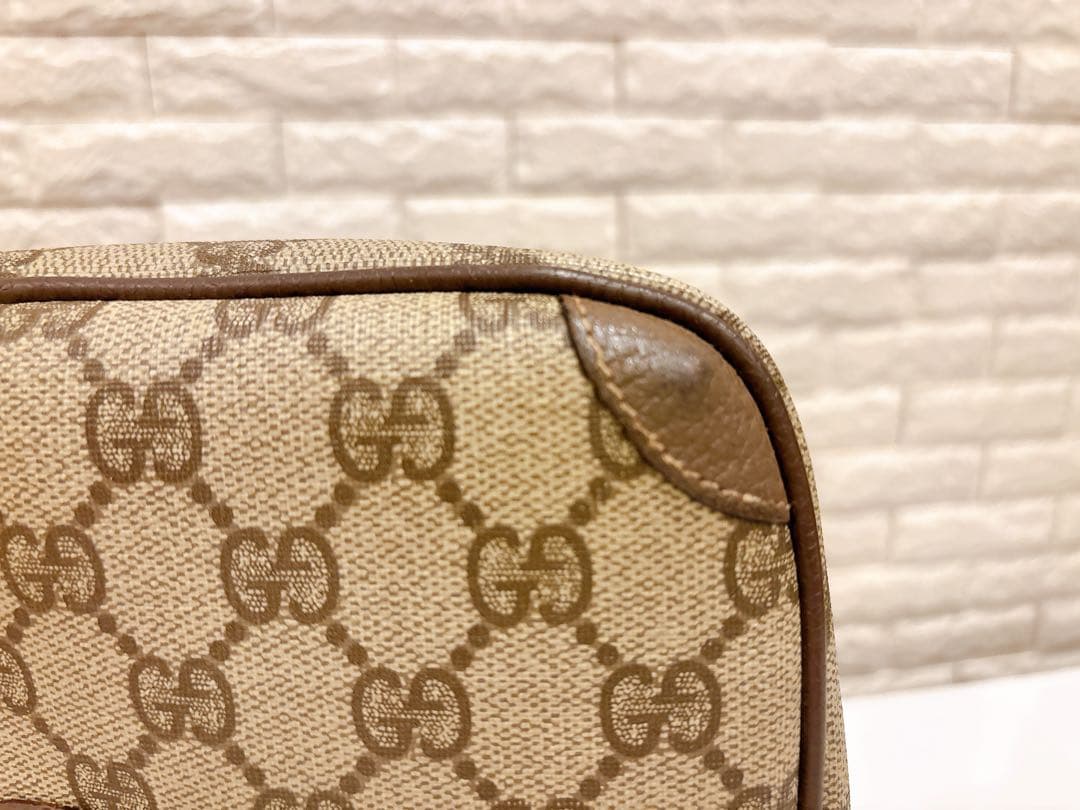 【美品】GUCCI オールドグッチ ショルダーバッグ　ブラウン ロゴ レザー