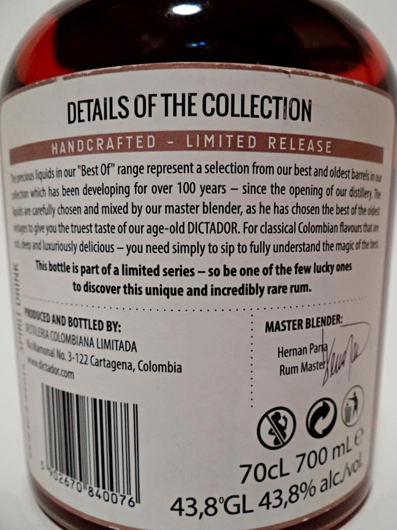ディクタドール ラム Dictador \"Best of.\" Rum 1978年