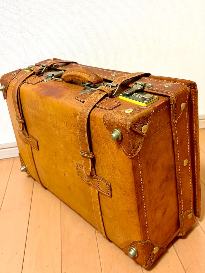 【レア】革製トランクケース アンティークヴィンテージスタイル アサヒビール 鍵付