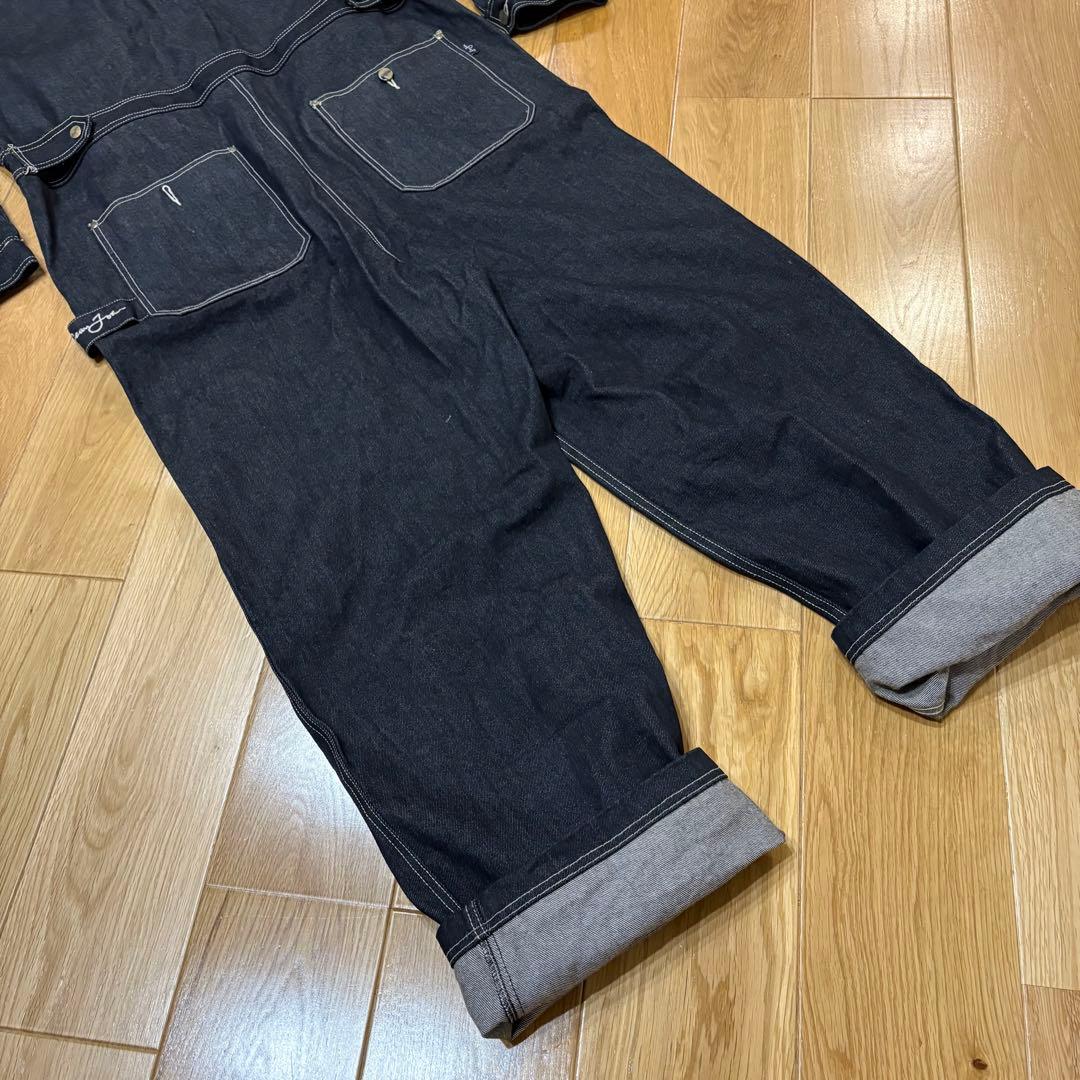 希少 極美品 SEAN JOHN オーバーオール M 黒デニムツナギ刺繍 当時物