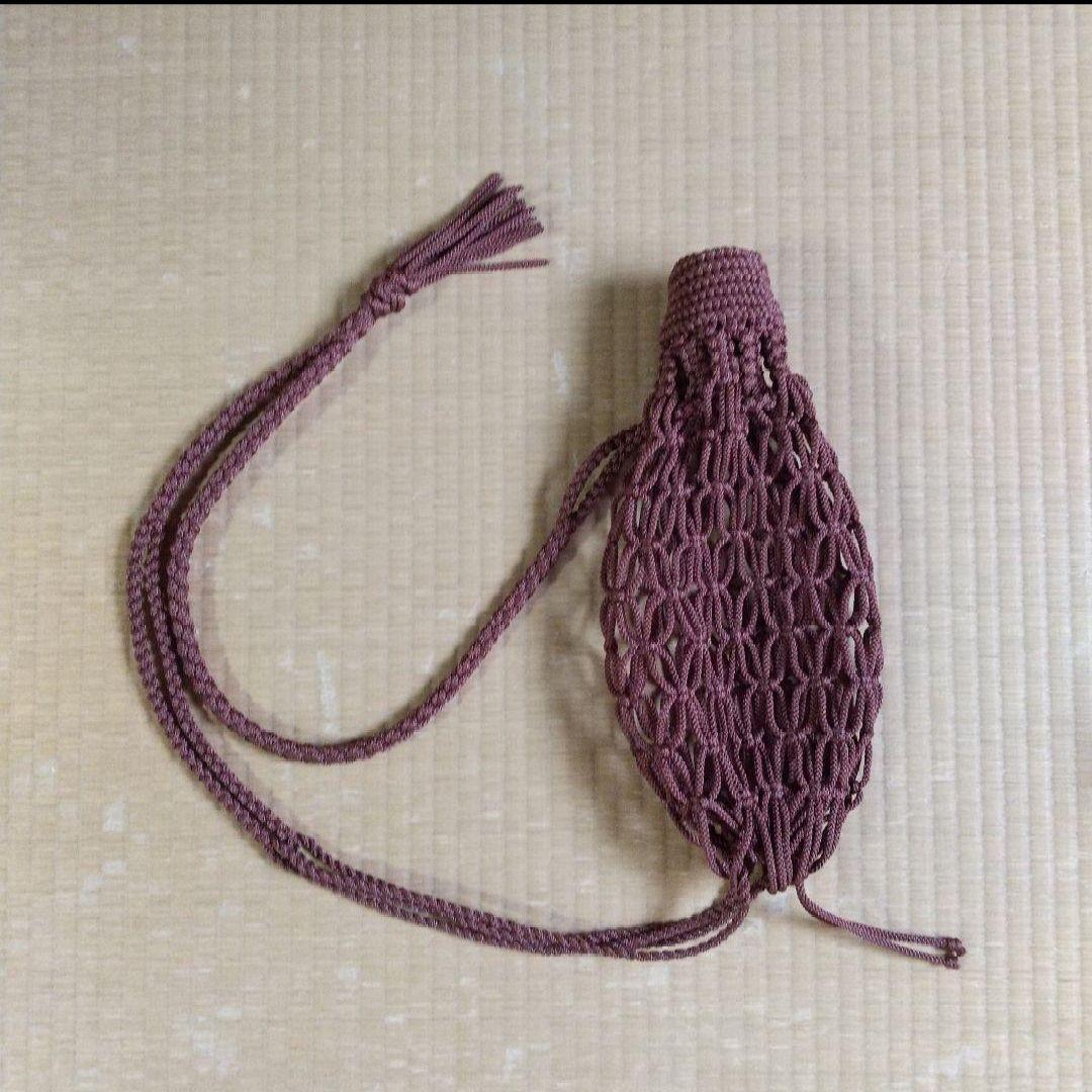 法螺貝　袋　中　ワインレッド色　七宝編み