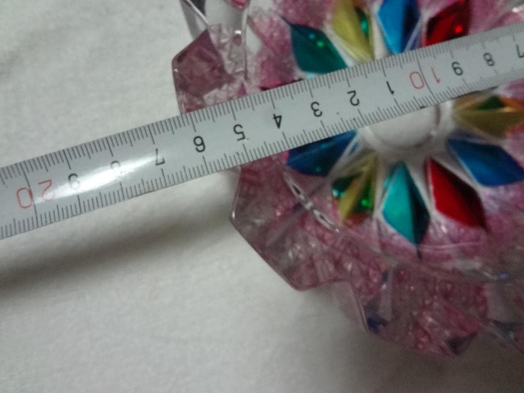 ガラス細工　　　クリスタルピンク灰皿細かいガラス模様       昭和調レトロ