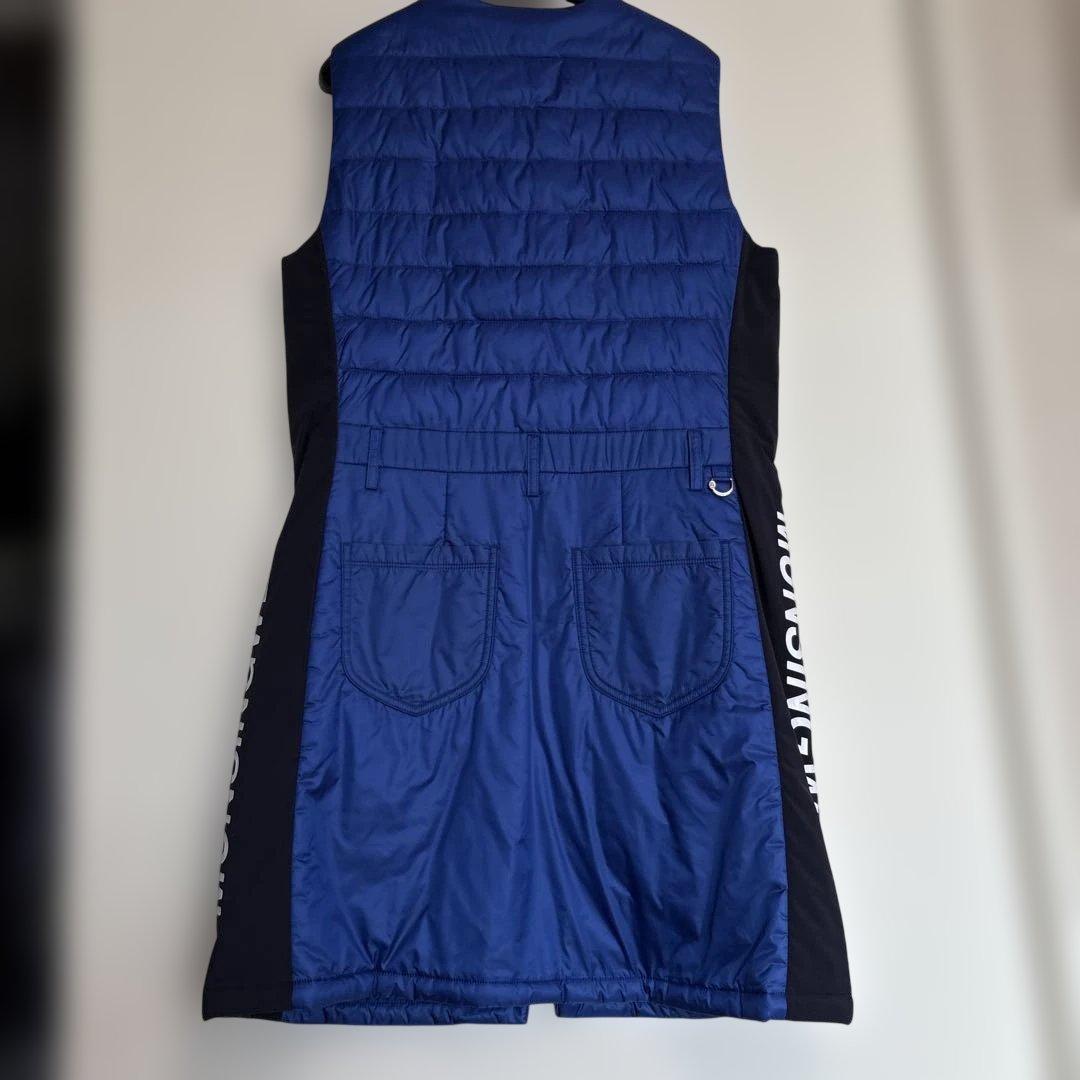 ネイビー 中綿入り ベスト レディース　ワンピース丈