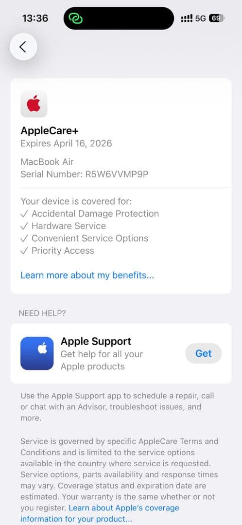 MacBook本体 MacBook Air M2 256GB 100% AppleCare 2026