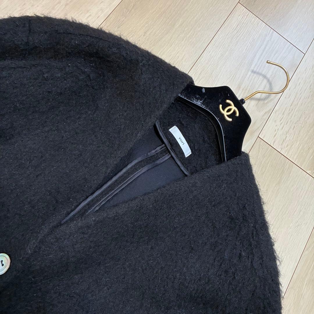 【大人気商品】yoriウール モヘア シャ ギージャケット カーディガン F 黒