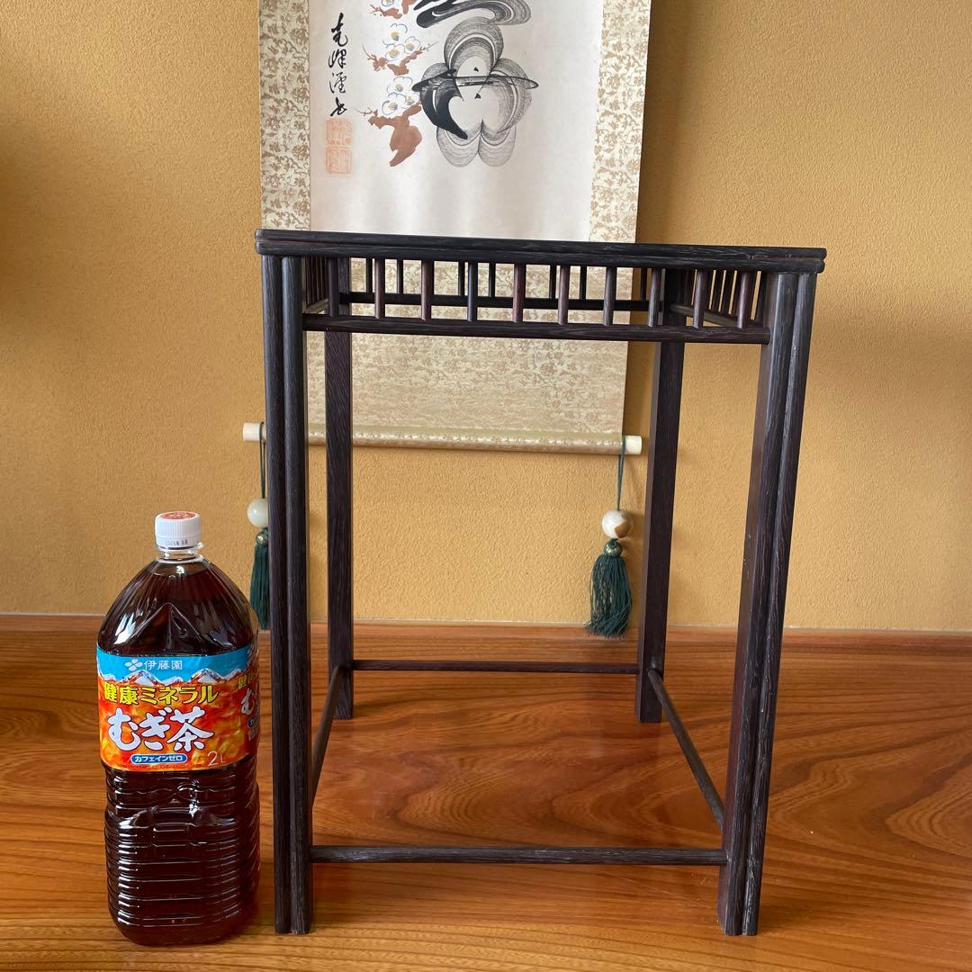 唐木懸崖1.2尺 盆栽台 黒檀 ビンテージ品 昭和レトロ 高卓(こうしょく)