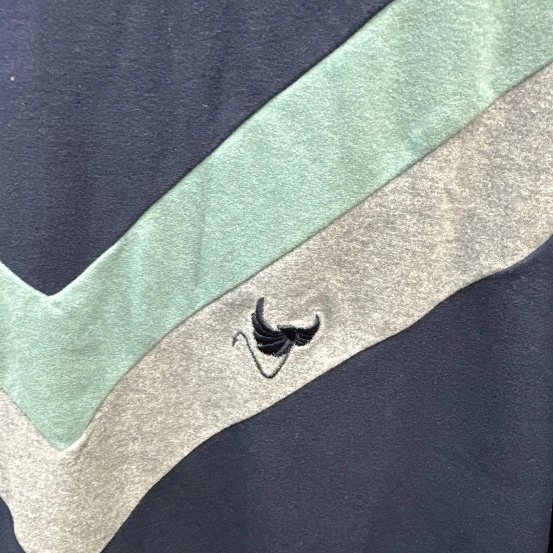 clunic V字切替長袖シャツ ネイビー