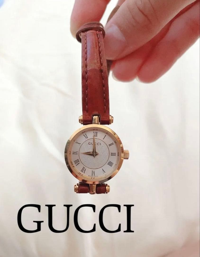 【保証書つき】腕時計 GUCCI 茶色ベルト 時計 レディース