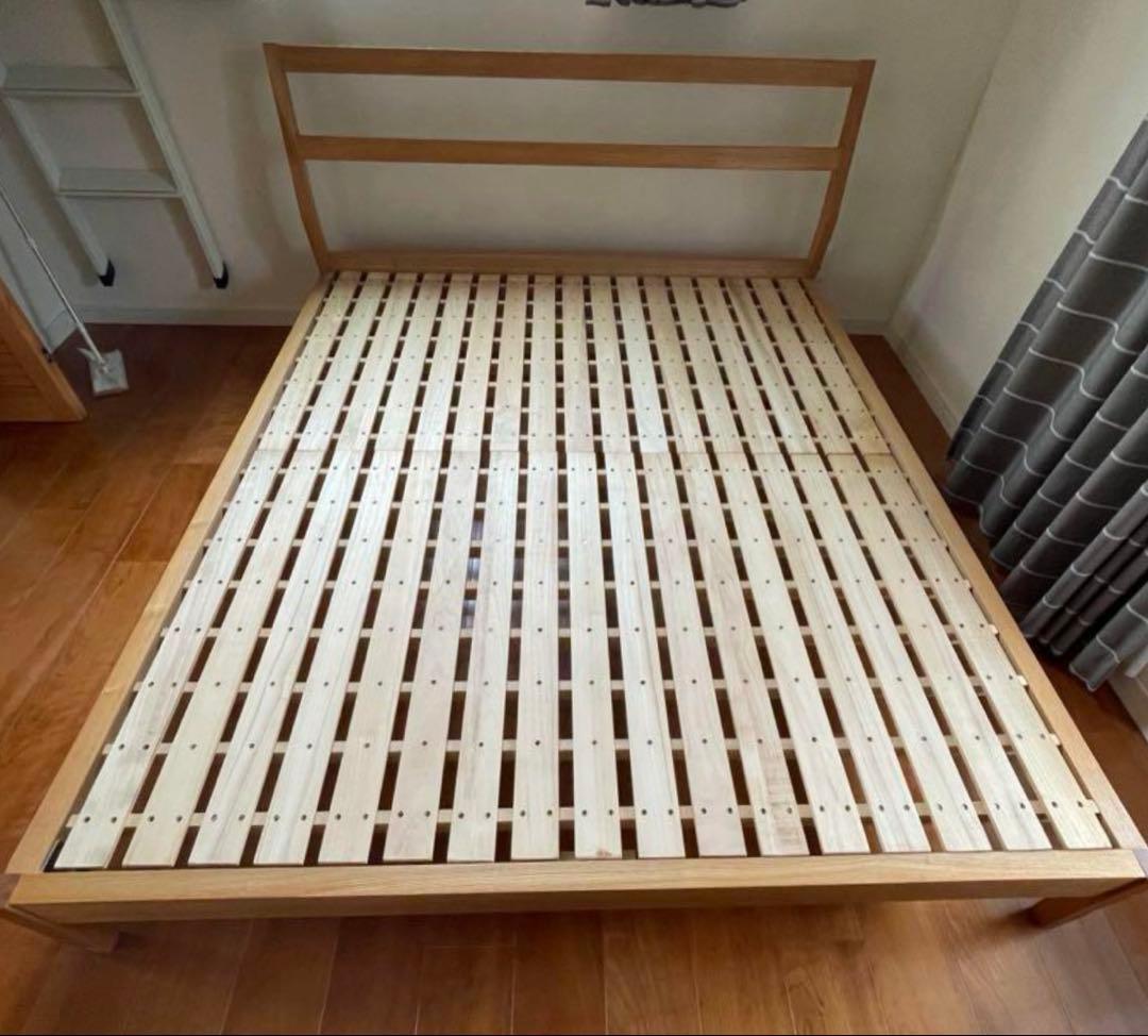 ken【無印良品】MUJI タモ材　ベッドフレーム　クイーン