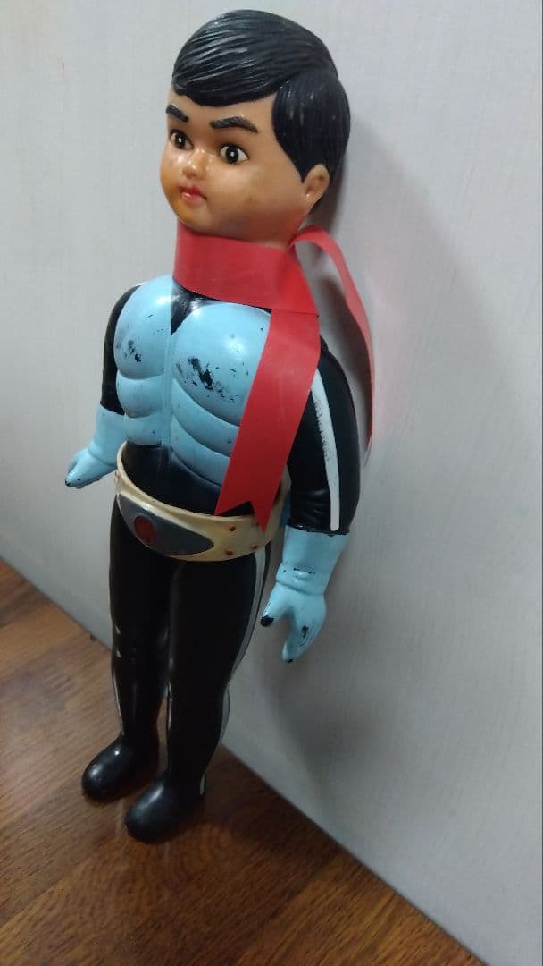 【希少一本ライン】旧バンダイ 仮面ライダー 面取れソフビ 2号 中期おたふく顔