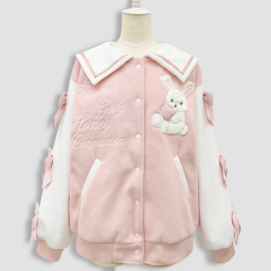 【本日限定】ハニーシナモン 袖リボンハニーちゃんアップリケスタジャン