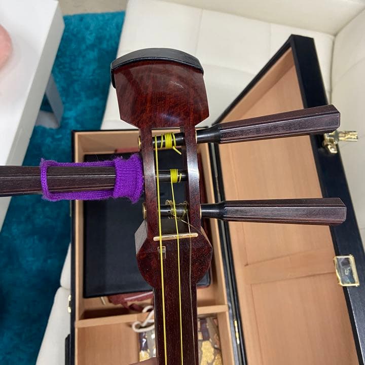 【高級】三味線　金細　紅木　極上品　撥　地唄
