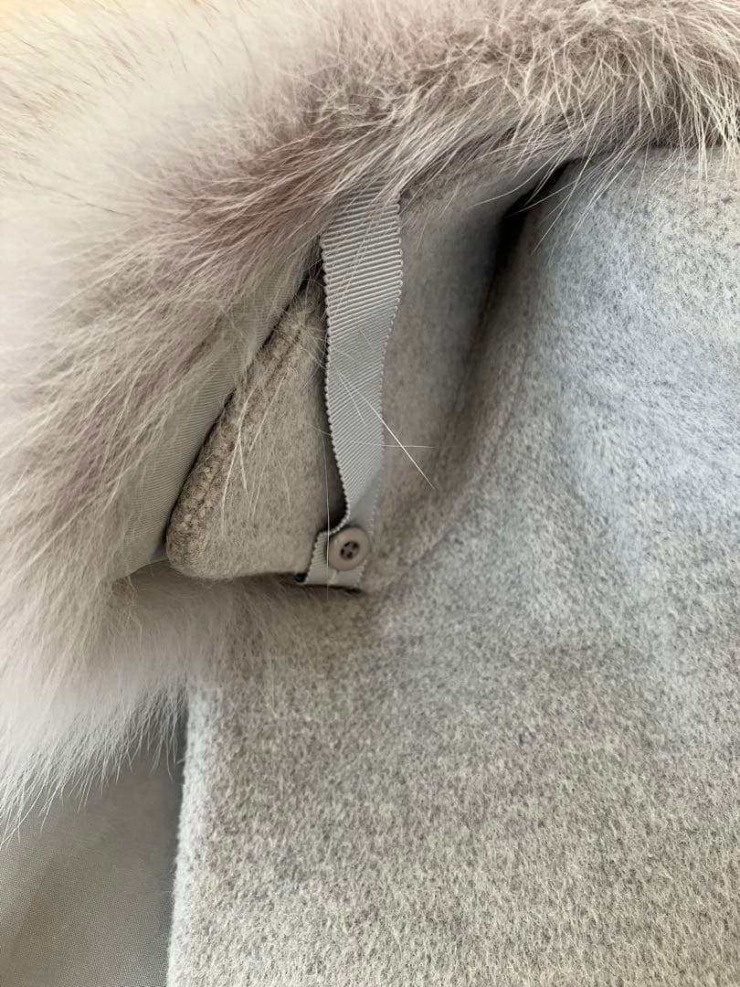 23区 グレー アンゴラ ウール コート ブルーフォックス ファー付き