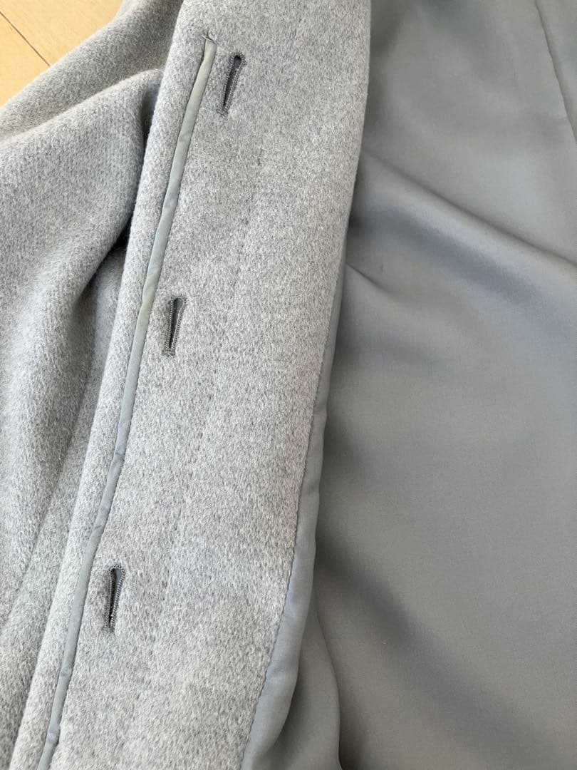 23区 グレー アンゴラ ウール コート ブルーフォックス ファー付き