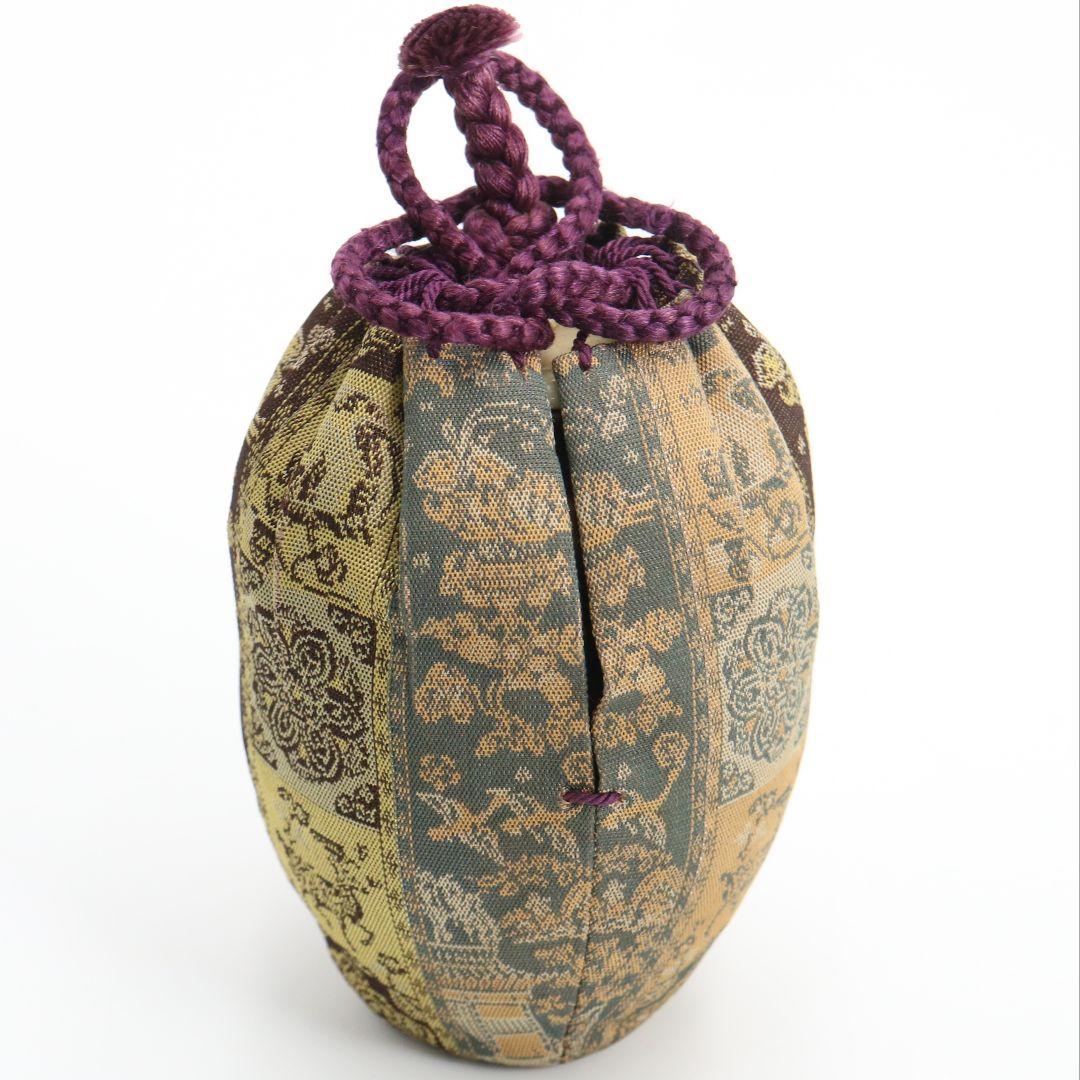 松本鐵山作 古瀬戸 肩衝茶入 紅牙瑞錦仕覆付 茶道具 共箱　V907　N9