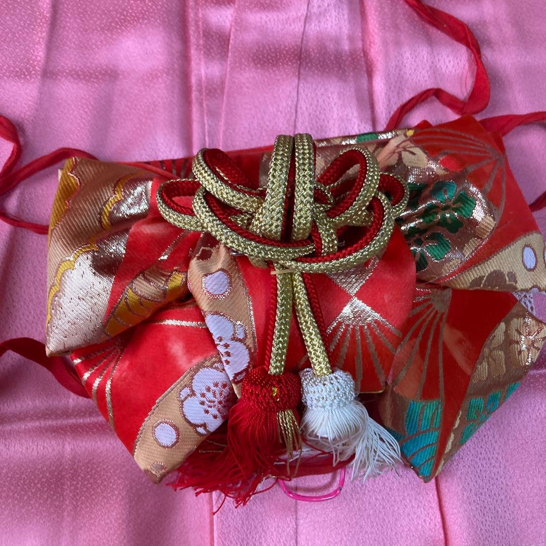 女の子　七五三　着物 ピンク 蝶模様 帯付き