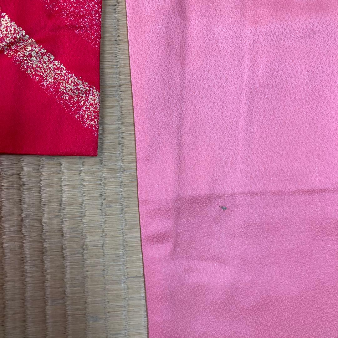 女の子　七五三　着物 ピンク 蝶模様 帯付き