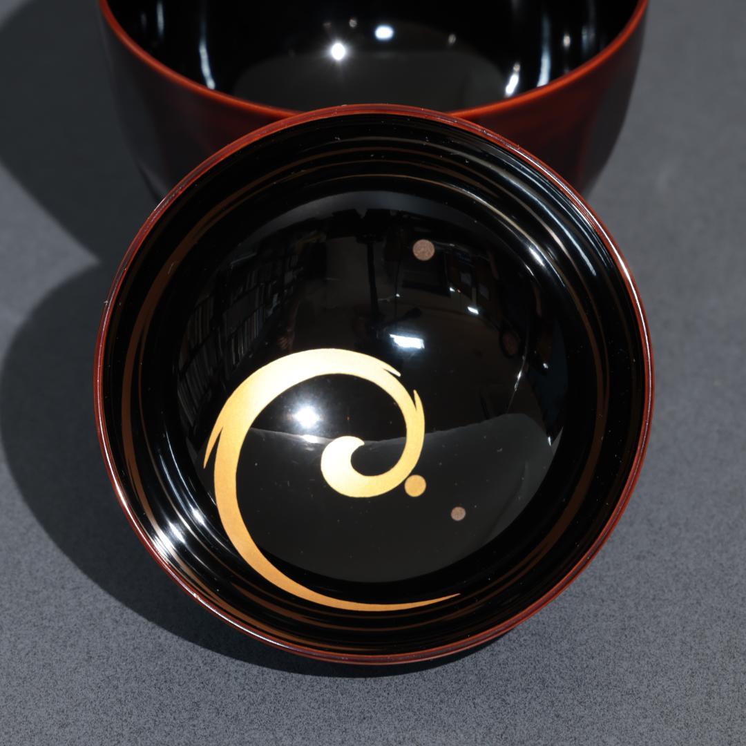 輪島塗　吸物椀５客　渦文　共箱　漆塗蓋つき椀　大向高洲堂　R1589