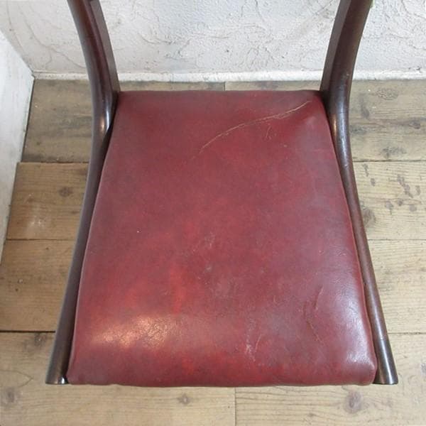 イギリス アンティーク 家具 ダイニングチェア リアルレザー 英国 4510e