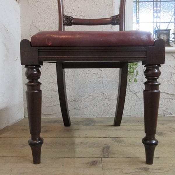 イギリス アンティーク 家具 ダイニングチェア リアルレザー 英国 4510e