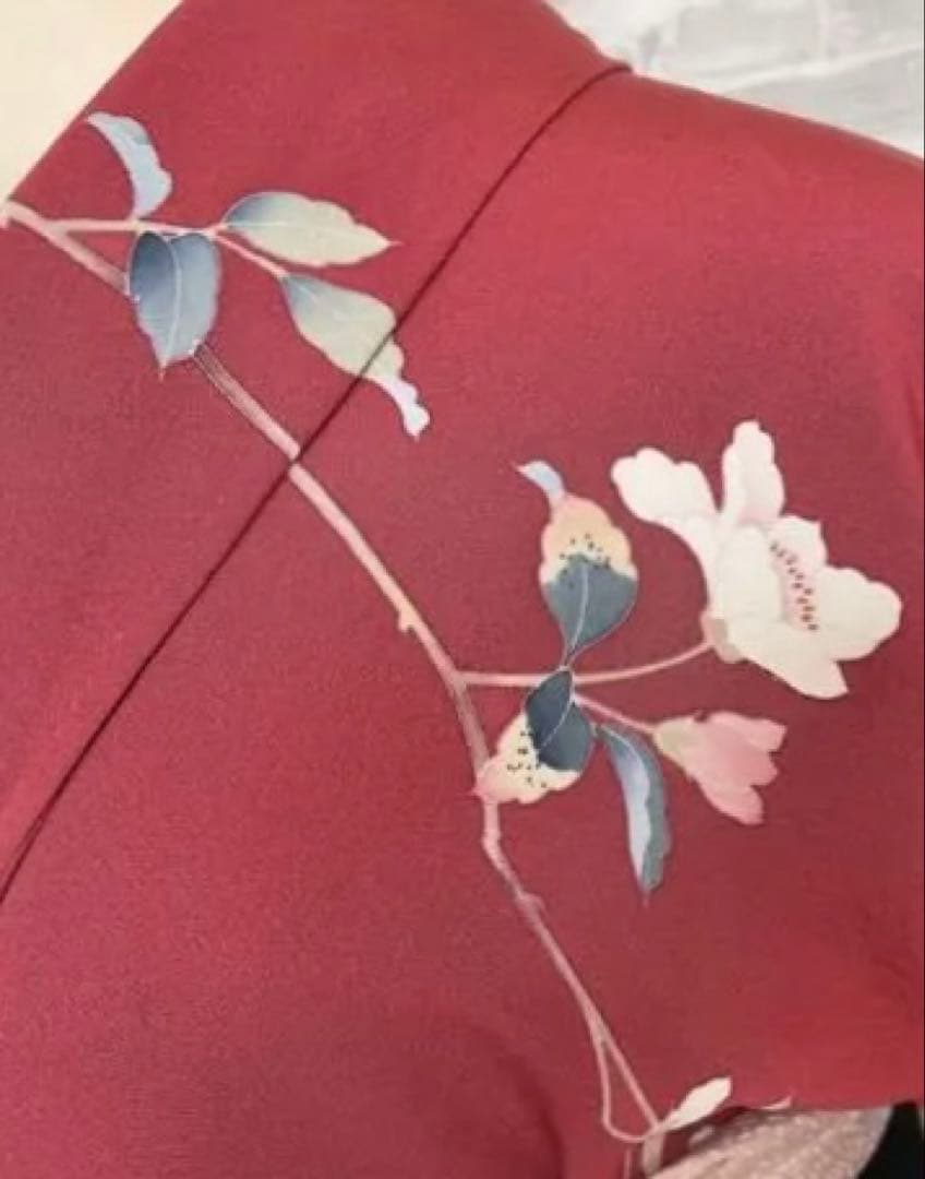 ★最終お値下げ★訪問着　フルセット　友禅　椿　蕾　赤