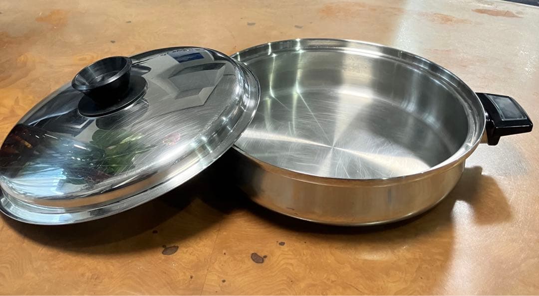 ロイヤルクィーン(非IH対応):大フライパン、蓋、ステンレス、