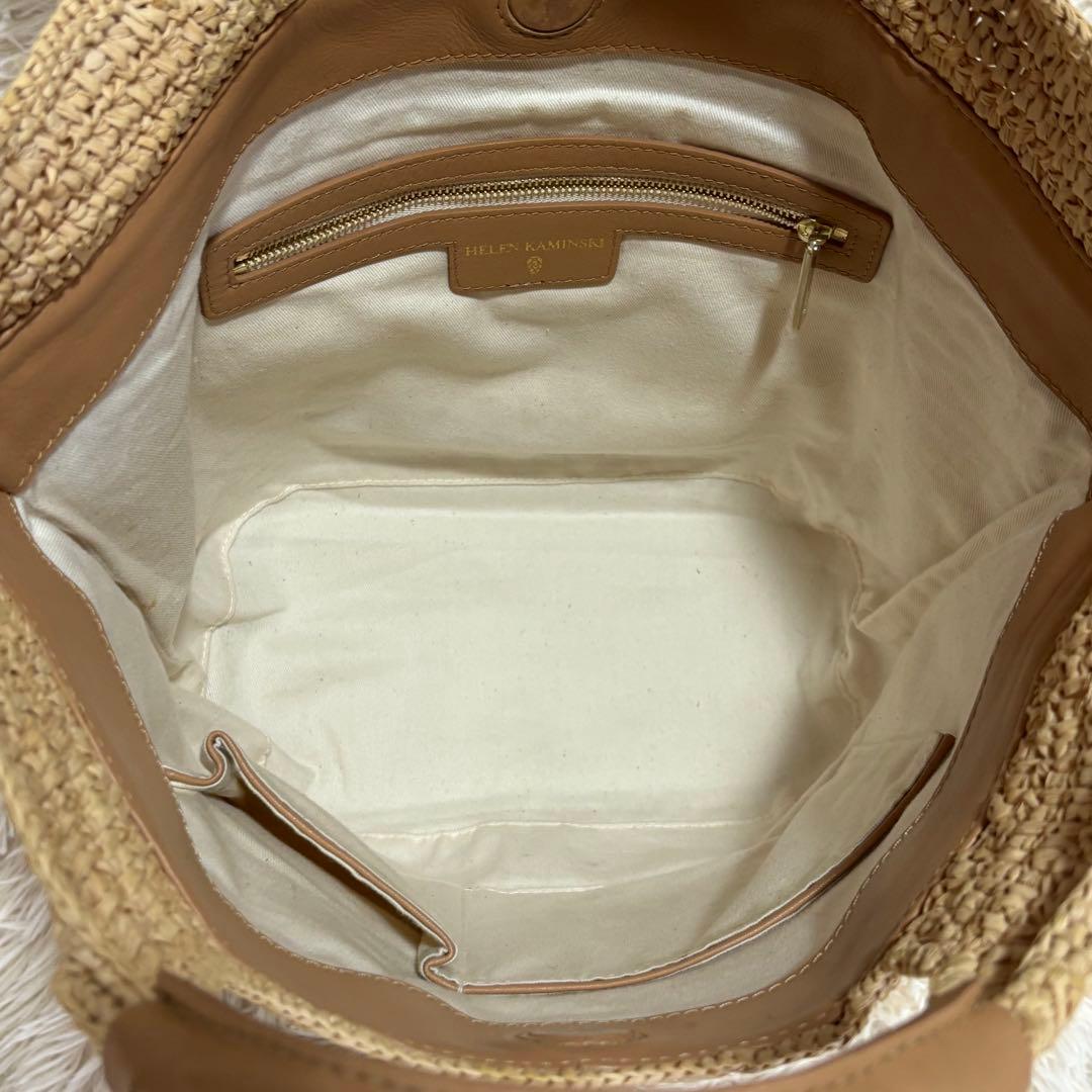 ヘレンカミンスキー かご トートバッグ ラフィア100% 裏地あり 持ち手レザー