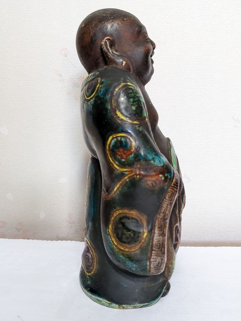 ⭐遺品少数 江戸時代 再興九谷焼 五彩手 布袋像 仏像 置物飾り 縁起物骨董品